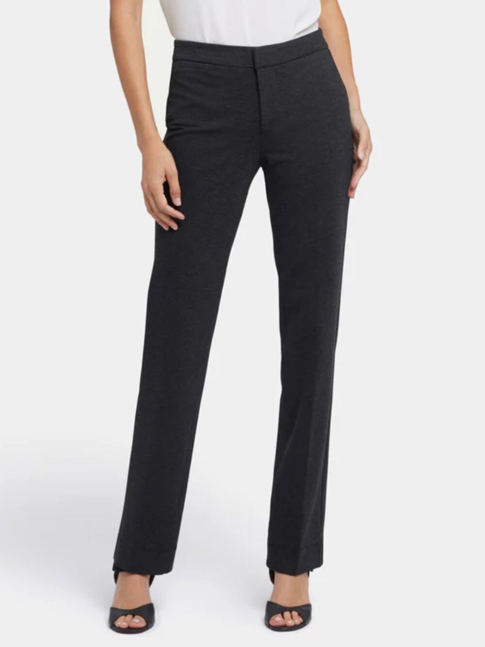 NYDJ Slim Trouser Pants Womens 4 Lift Tuck Straight Ponte Stretch Dark Gray